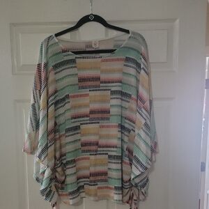 Striped Lightweight Dolman Tunic in Mint, Pink & Navy